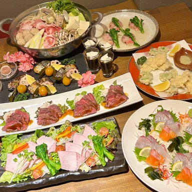 完全個室 ここ一軒で山口県 わらやき吉祥 徳山店_【一番人気・一押し】お造り・寄せ鍋・牛ステーキ♪全10品2時間飲み放題付季節特選春コース