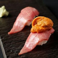 赤酢のシャリが美味！黒毛和牛 炙り握り寿司