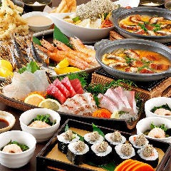 刺身四種盛りや鰻の玉子とじ等全8品+2H飲み放題付5000円