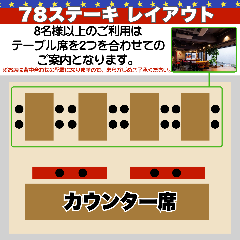 肉料理×沖縄居酒屋 78ステーキ 池袋本店_ご利用人数とお席の配置について