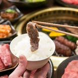 焼肉のお供の白ごはん、コースの〆に近江米をお召し上がりください