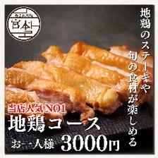 【人気NO.1◎】地鶏のステーキや旬の食材が楽しめる♪『地鶏ステーキコース』3000円税込