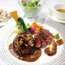 ディナー『アモナ・ハンバーグステーキコース』ローストビーフ、神戸牛ハンバーグステーキなど全7品