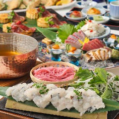 虎連坊 ヒルトンプラザウエスト店_夏《日本酒17種飲み放題付》響コース九州産鱧しゃぶ×黒毛和牛ロースステーキ旬を愉しむ夏の味覚堪能プラン