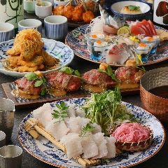 虎連坊 ヒルトンプラザウエスト店_華【本鮪、秋刀魚、アオリイカ入り刺身盛り&times;名残鱧のしゃぶしゃぶを堪能コース】 ≪日本酒17種付飲放題≫