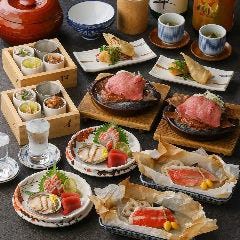 虎連坊 ヒルトンプラザウエスト店_響【金目鯛の紙包み焼&times;牛タンと里芋の朴葉焼きを愉しむ秋プレミアムコース】《日本酒17種飲放題》