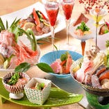 【料理個別盛の和食コース】朝獲れ鮮魚・福井の幸が満載