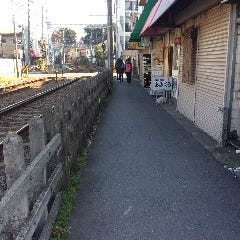 左手に線路を見ながら直進です。