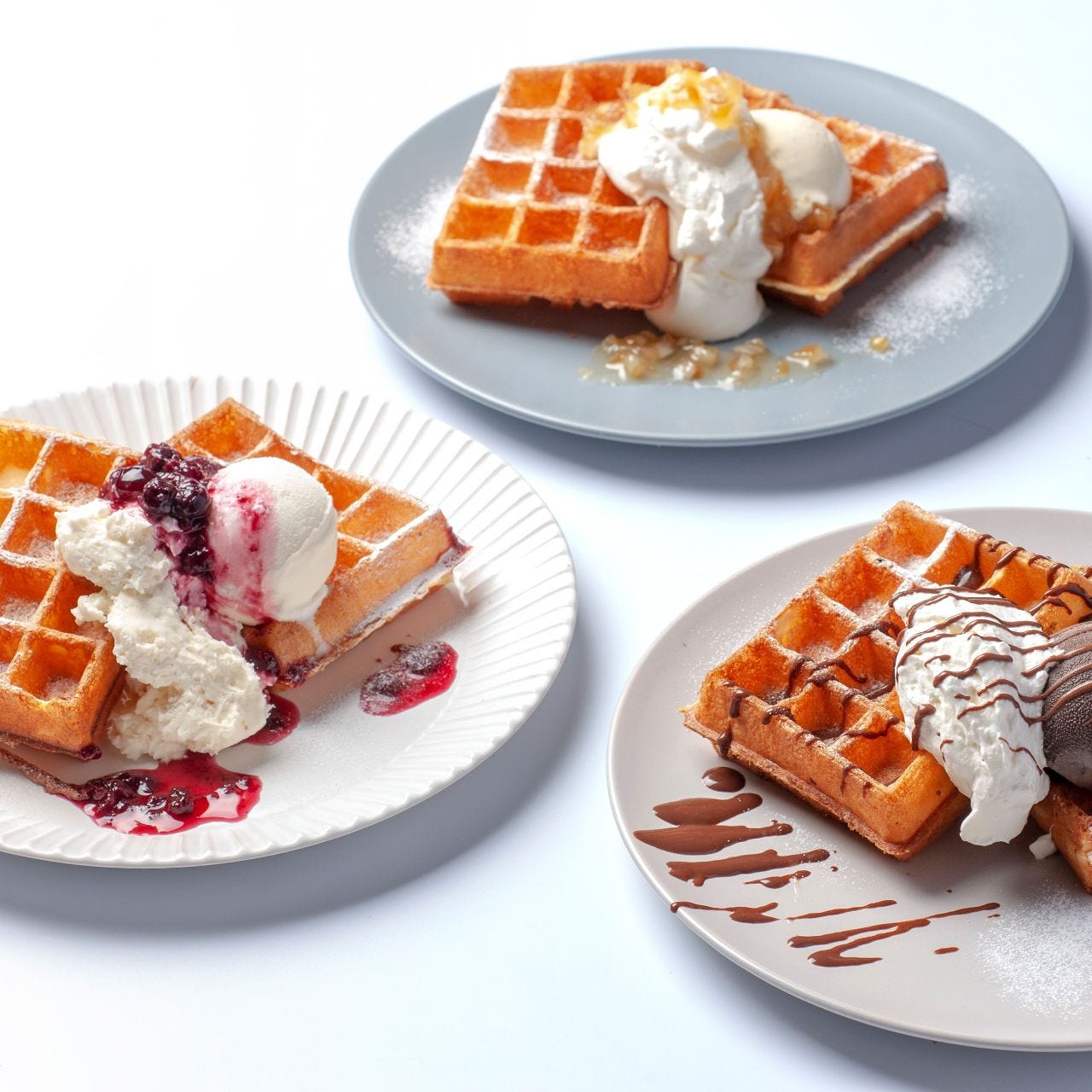 ワッフルも種類豊富