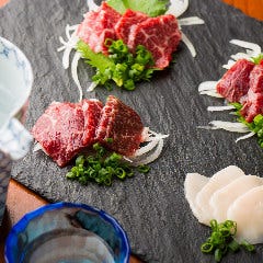 中トロ・ロース・もも・タテガミの四種盛り