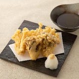 舞茸とえのきの天ぷら　出汁おろし添え