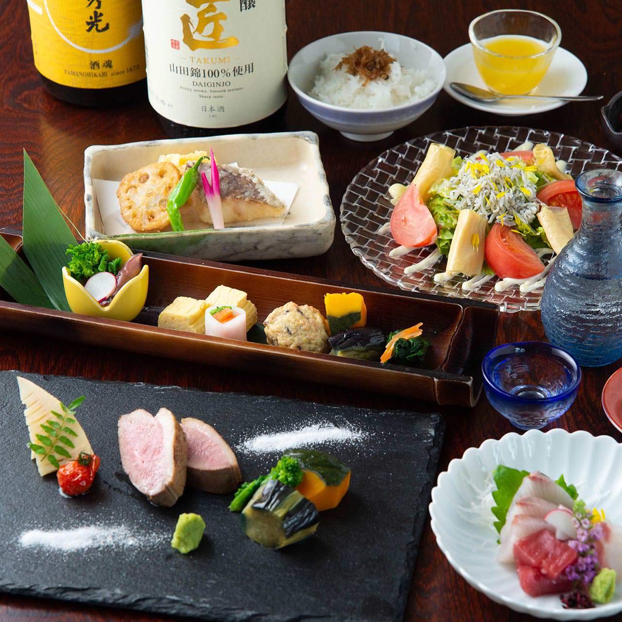 絶品の鴨料理と京都伏見の日本酒をお楽しみいただけるコース。