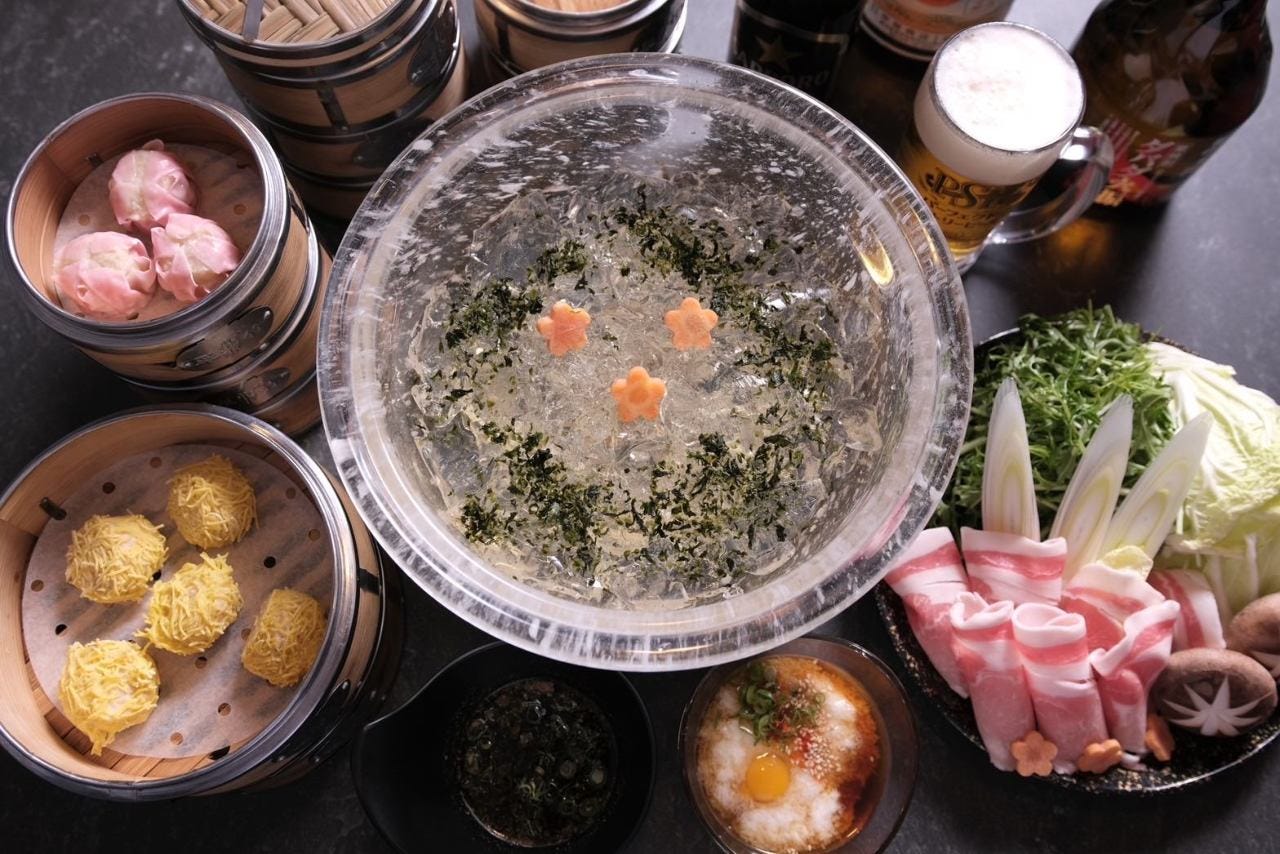 職人による天ぷらとコラーゲンゼリーで食べる水晶鍋しゃぶしゃぶ 味の天心爛饅 総本店のURL1
