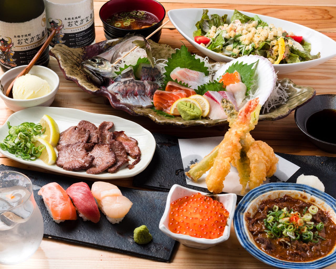 天ぷらと鮮魚を味わう宴会コース