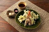 三種きのこ・鰯・海老の天ぷら盛り合わせ