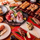 炭火焼き、新鮮魚介のお造り＆お寿司、創作和食料理が楽しめる