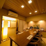 カウンター以外は全席個室
2名様～人数に合わせたお部屋をご用意いたします