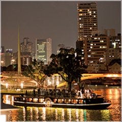 優雅なクルーズ船 大阪水上バス ひまわり 