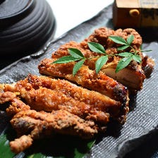 博多地鶏のもも一枚竜田揚げ～京都祇園黒七味　おだし添え～