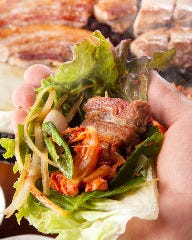 厚切りサンギョプサルの2号店限定ランチ。+300円でチ付にも！