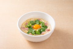 ヨード卵・光のカルボナーラ豆乳スープ
