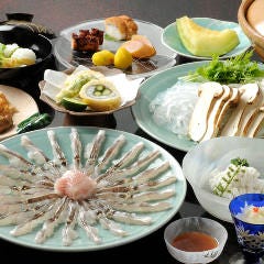 ふぐ料理・はも料理 三田　山田屋_ ■はもしゃぶ 揚げ物付コース (写真はイメージ 8月中旬からの松茸入り)【要予約】