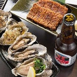 おすすめメニューの広島の牡蠣、宮島ビールの相性◎