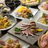 天ぷらや造り盛り、本格寿司など全9品『極コース』