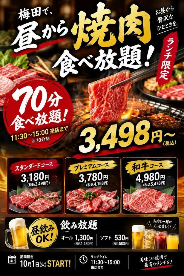 燒肉食べ放題 力丸 梅田お初天神店