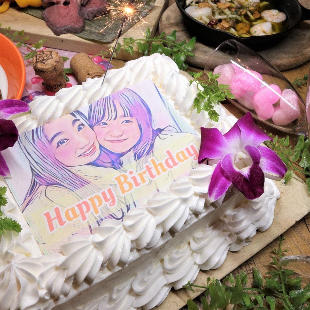 個室 飲放 世界に1つしかないケーキ写真ケーキ付 全8品 誕生日 記念日 プラン4 400円の詳細 Bora Bora 大宮店 大宮 貸切スペース ぐるなび