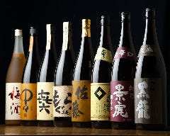 プラス500円で有名銘柄焼酎、日本酒、梅酒、ワインが飲み放題に