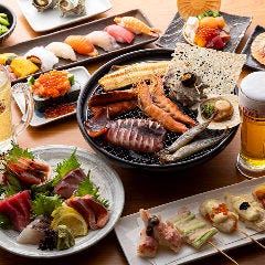 漁師の浜焼き！ホタテ、サザエ、海老、イカなど