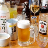 お肉に合うお酒を各種ご用意しております。まずはビールで乾杯