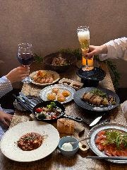 ROUGH cafe dinning bar_ 佐賀牛の牛カツ　ディナーコース６０００円（８品）「２時間飲み放題付き」