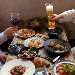 ROUGH cafe dinning bar_【120分飲み放題付】6,000円ディナーコース『アヒージョ、佐賀牛の牛カツ、ジェラート（全8品）』