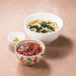 天然まぐろの漬け小丼と讃岐うどん
