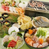 【大漁コース】刺身や浜焼き、山海ちゃんこ鍋等2H飲放付5000円