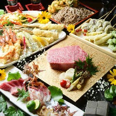 天串の天ぷらや創作和食と各種ドリンクをお楽しみ下さい。