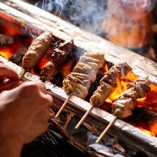 備長炭で焼く串焼きは絶品！