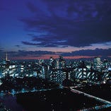 窓の外には宝石をちりばめたような東京の夜景が広がります。