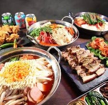 パッサンCセット3800円│サムギョプサル/韓国鍋3種/チキン/ポッサムからメイン料理が選べます♪