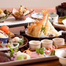 日本料理で旬の彩を添えた天婦羅会席