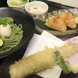 ちりめんおろし笹うどんと穴子の天婦羅御膳