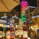 心地よい夜風と夜景を見ながら、世界のビールをお楽しみください♪