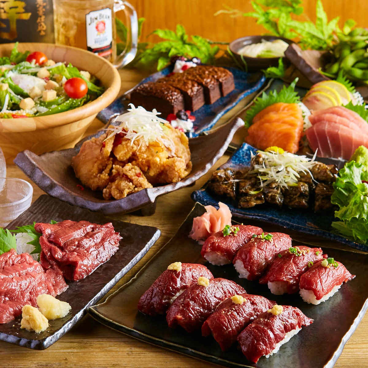 肉寿司とお刺身コース 肉寿司食べ比べと新鮮お造り 3時間飲み放題付き8品 5990円 4990円 の詳細 くつろぎの和食個室 花雪 かせつ 赤坂店 赤坂 居酒屋 ぐるなび