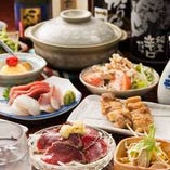 オススメの鳥鍋コース！※鍋を鳥天に替えられます！（飲み放題込み、税込み5000円）