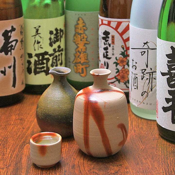 岡山県内の地酒を多彩にご用意◎備前焼の酒器でお楽しみください