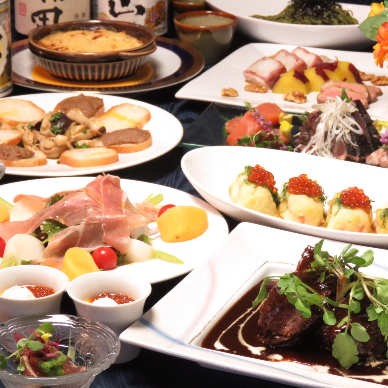 楽 Raku 旬な味覚 選べる和風と洋風が嬉しい 和創作大皿コース 2時間30分飲放題付き6 000円の詳細 個室居酒屋 旬菜家 介 大宮店 大宮 会席料理 ぐるなび