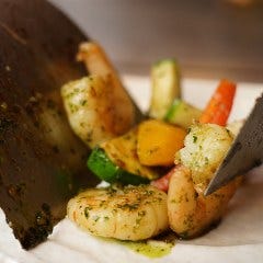 ぷりぷり海老と旬菜ガーリックソテー