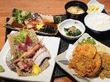 【一番人気！】漁師定食
(お刺身盛り合わせ+揚げ物+魚料理＋小鉢)